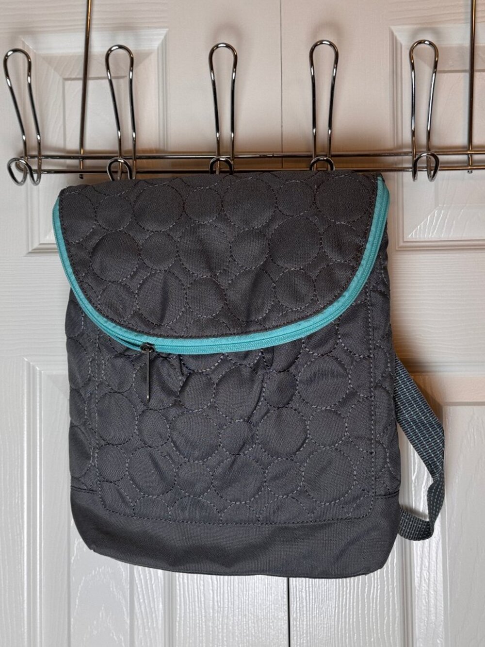 Thirty-One Vary You Convertible Backpack Crossbody bag Quilted Gray with Teal